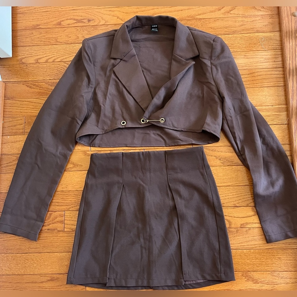 Brown coat and skirt